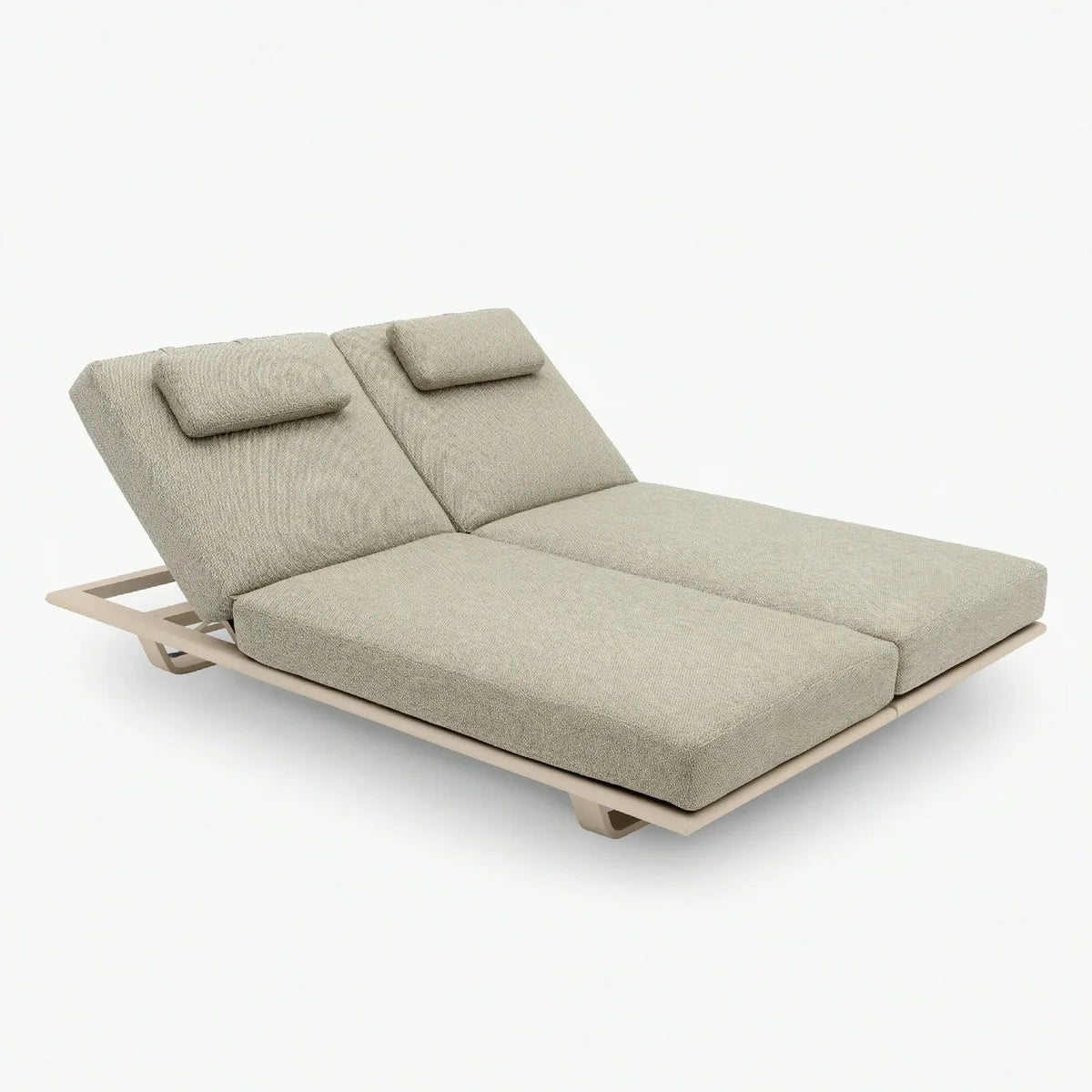 Hatia Double Sun Lounger Latte Two Seater For Couples With Weather Ready Powder Coated Aluminium Frame