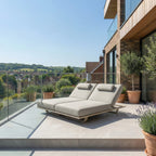 Hatia Double Sun Lounger Latte Two Seater For Couples With Weather Ready Powder Coated Aluminium Frame