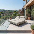 Hatia Double Sun Lounger Latte Two Seater For Couples With Weather Ready Powder Coated Aluminium Frame