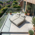 Hatia Double Sun Lounger Latte Two Seater For Couples With Weather Ready Powder Coated Aluminium Frame