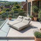 Hatia Double Sun Lounger Latte Two Seater For Couples With Weather Ready Powder Coated Aluminium Frame