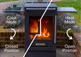 BBQube Outdoor Wood Burning Stove Heater & Charcoal Grill with 2-Wheel Mobile Base