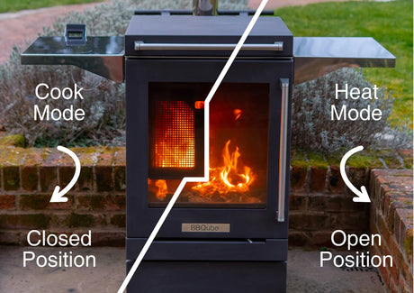 BBQube Outdoor Wood Burning Stove Heater & Charcoal Grill with 2-Wheel Mobile Base