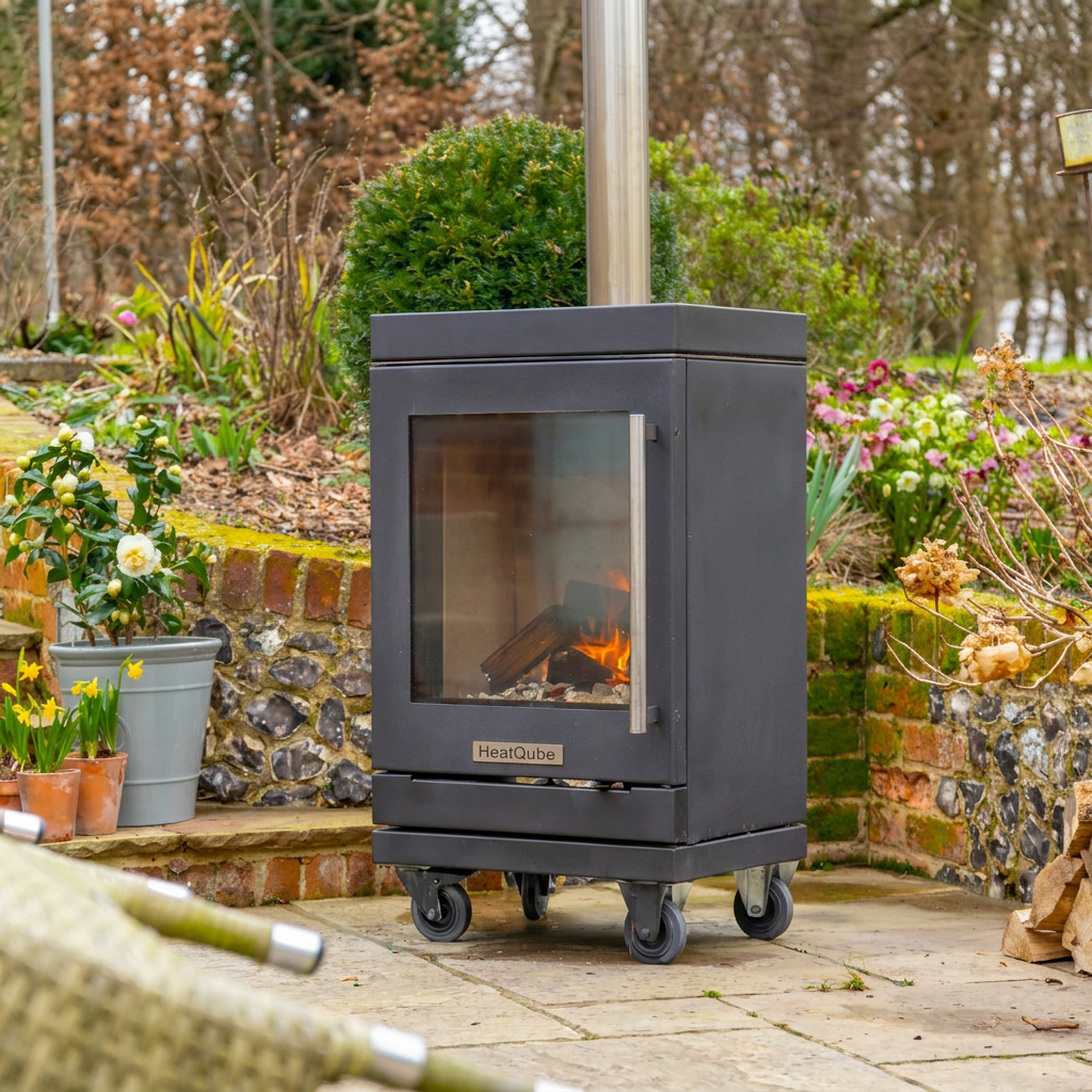 BBQube HeatQube Outdoor Wood Stove | Mobile Patio Heater