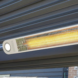 PergoSTET Motorized Wall & Ceiling Mount Smart Pergola Heater with Integrated LED Light (1500W) White