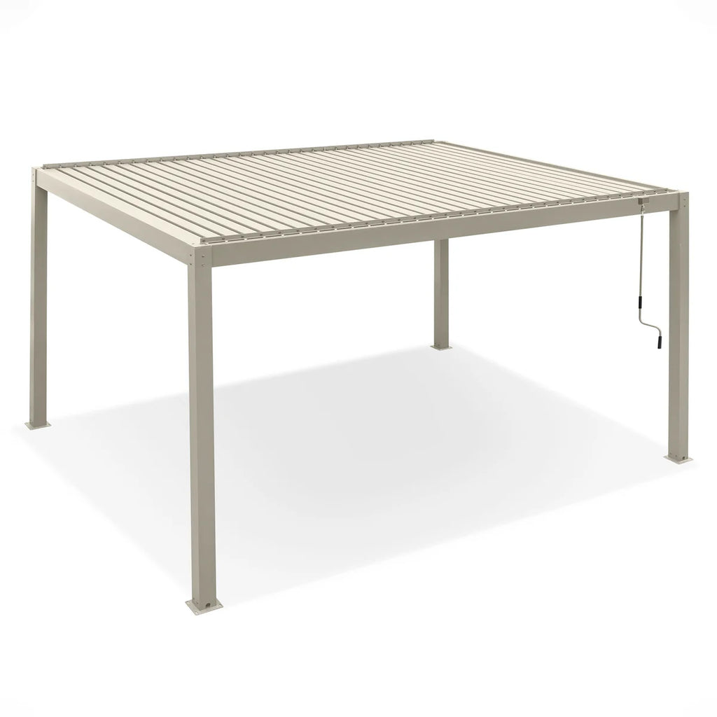 PergoSTET Plus 4m X 4m Square Pergola With LED Lighting Frame Only Latte
