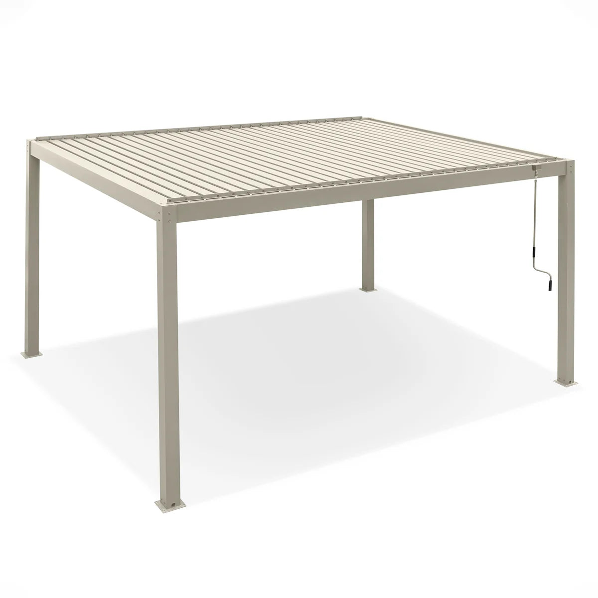 PergoSTET Plus 4m X 4m Square Pergola With LED Lighting Frame Only Latte
