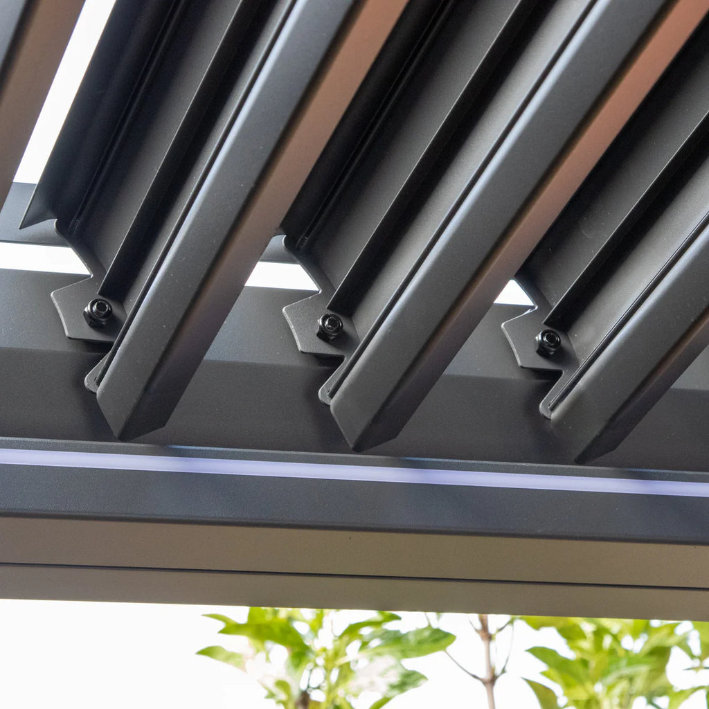 PergoSTET Plus Frame Only 4m x 4m Square Pergola with LED Lighting in Grey
