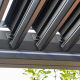 PergoSTET Plus 4m x 4m Square Pergola with 3 Manual Side Blinds and LED Lighting in Grey