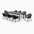Pello 8 Seat Extending Dining Set with Ceramic Table in Grey