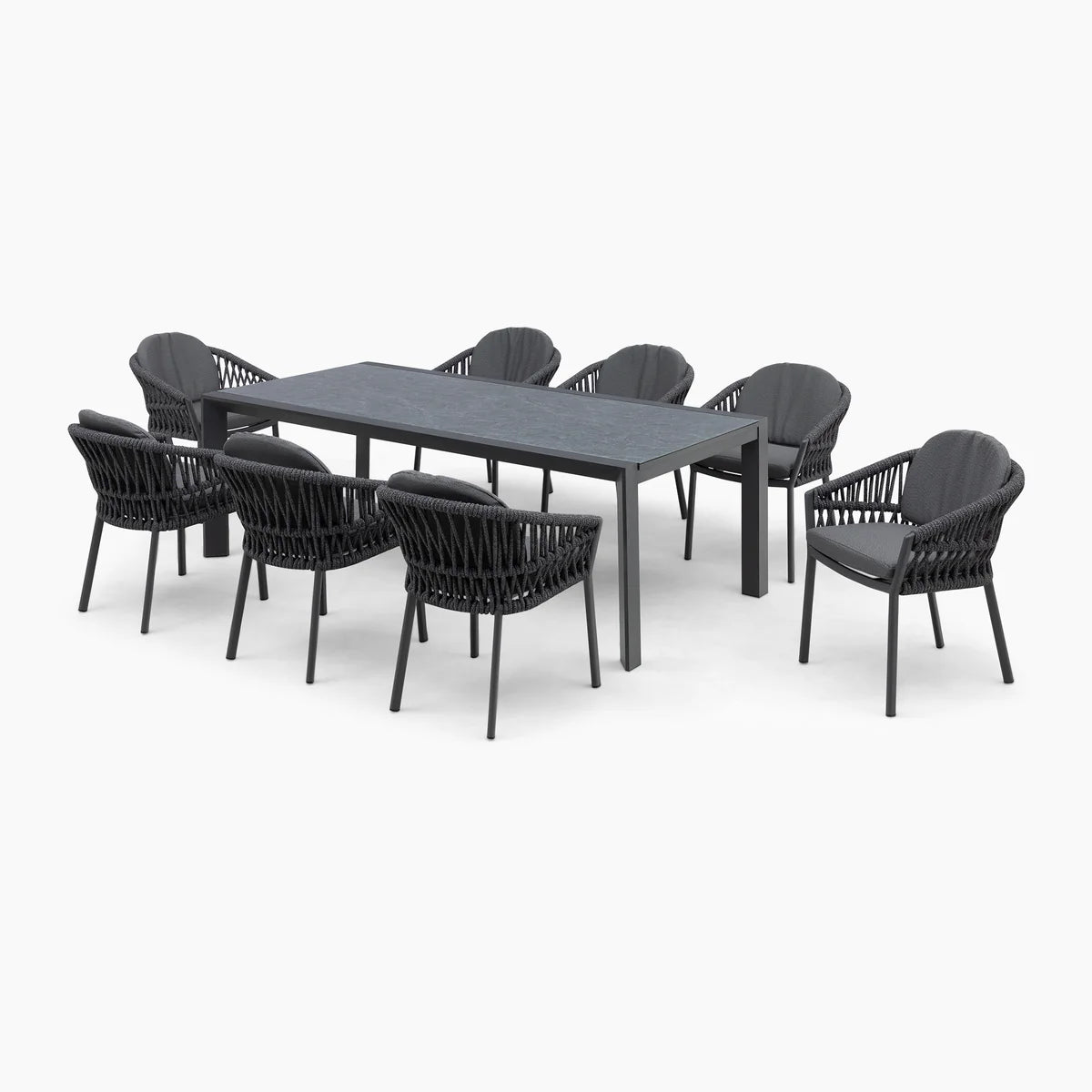 Pello 8 Seat Extending Dining Set with Ceramic Table in Grey