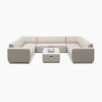 Luna U-Shape Outdoor Fabric Sofa Set with Firepit Coffee Table in Fawn