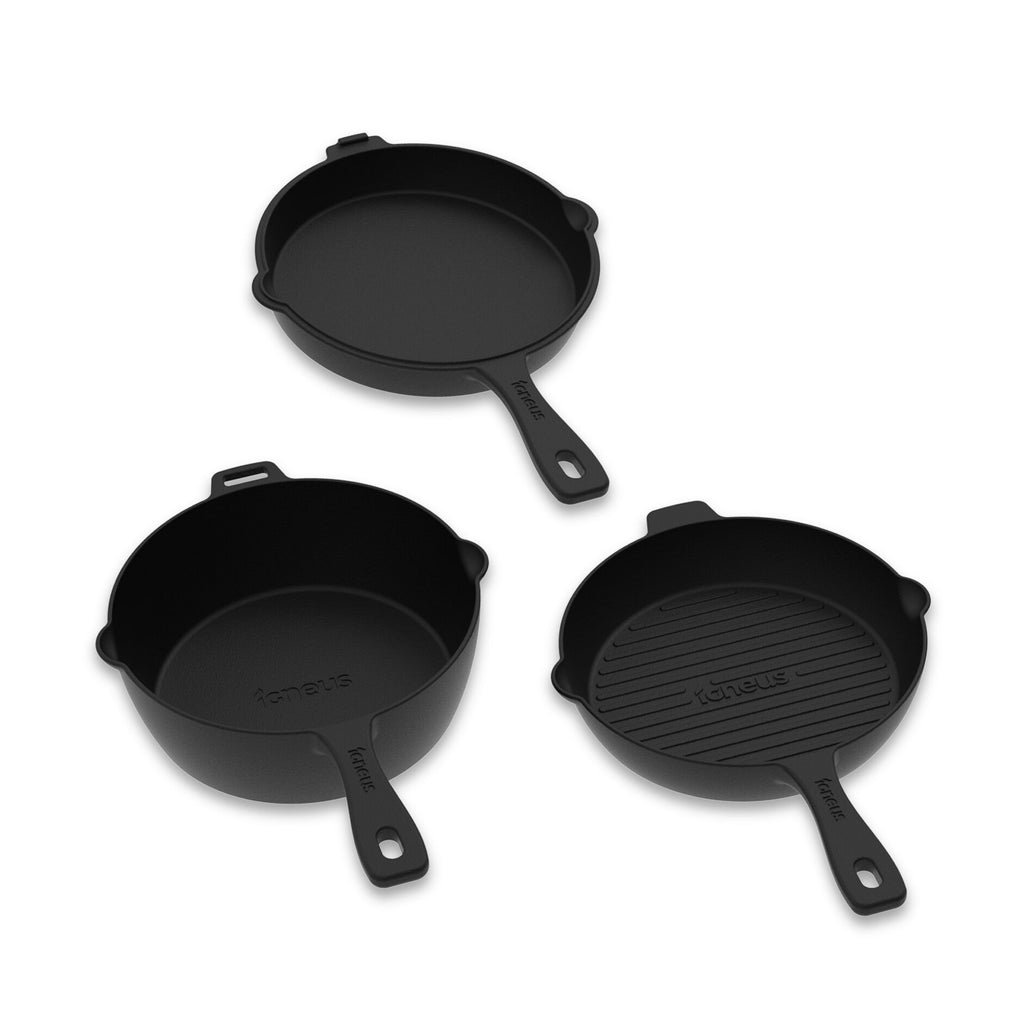 Igneus 3‑Part Cast Iron Pan Set
