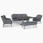 Alva 3 Seat Sofa Dining Set with Rising Table in Grey