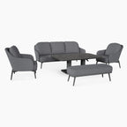 Alva 3 Seat Sofa Dining Set with Rising Table in Grey