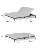 Luna Double Sun Lounger With Oyster Grey Outdoor Fabric And Powder Coated Aluminium Frame