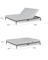 Luna Double Sun Lounger With Oyster Grey Outdoor Fabric And Powder Coated Aluminium Frame