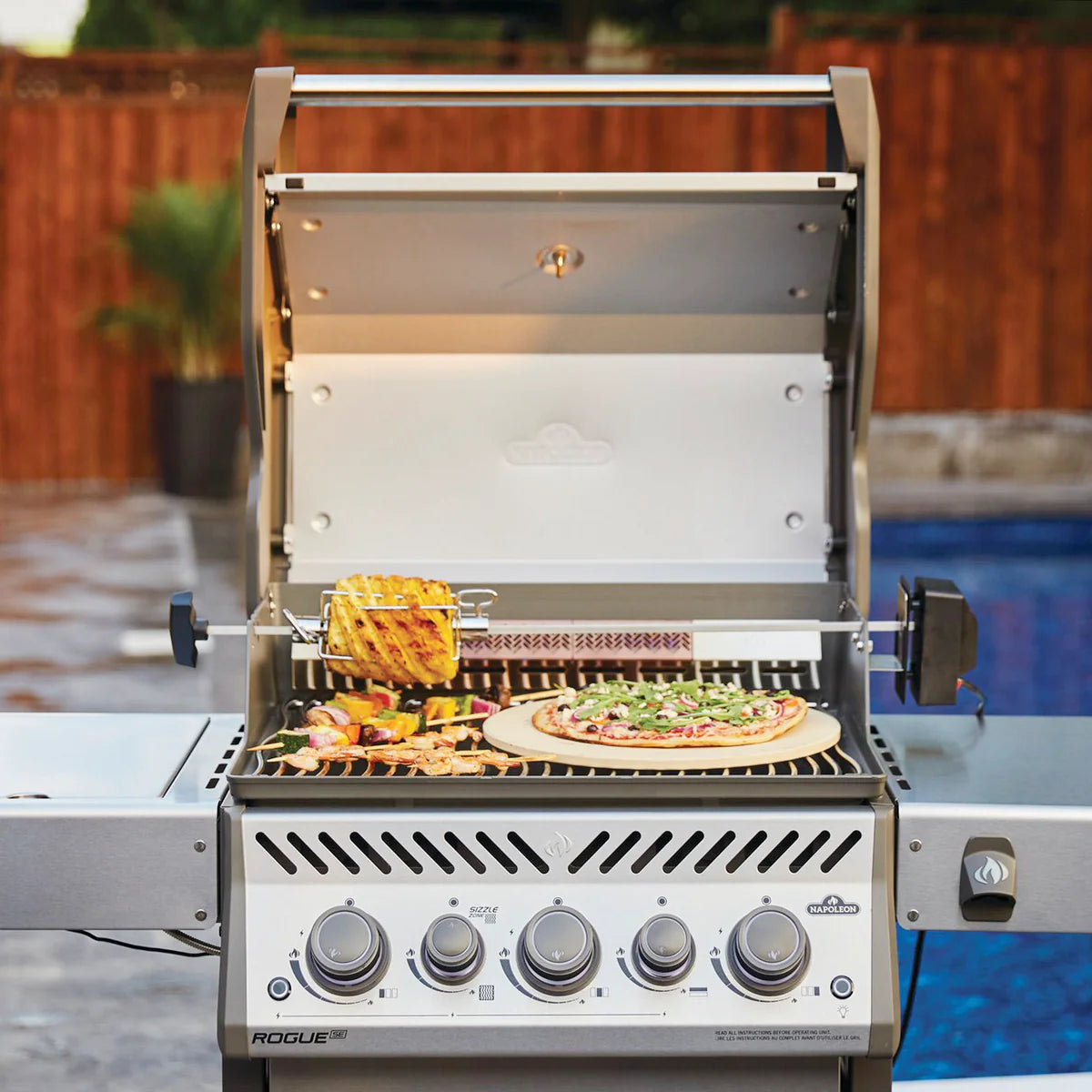 Napoleon Rogue SE 425 RSIB Stainless Steel Propane Gas Grill With Infrared Side Burner And Rotisserie