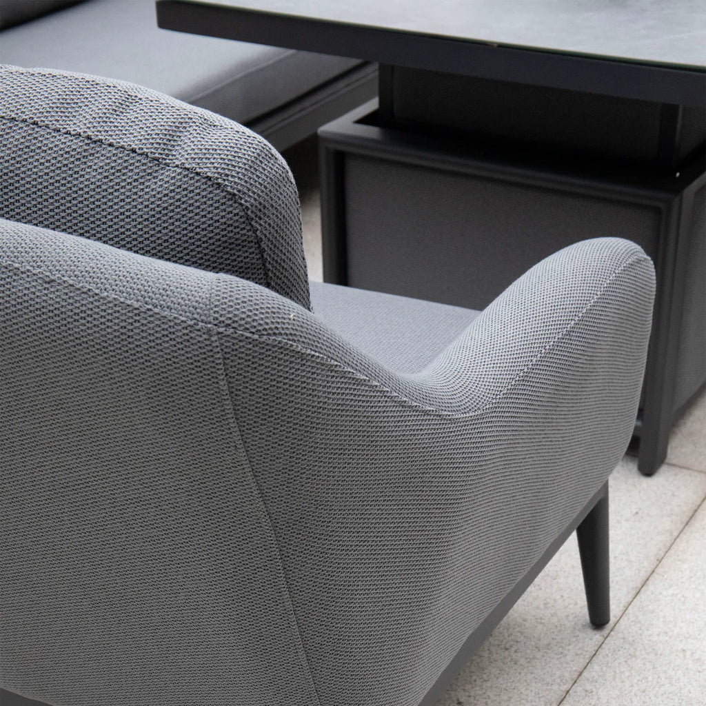 Luna 3 Seat Outdoor Fabric Sofa Set with Rising Firepit Table in Grey