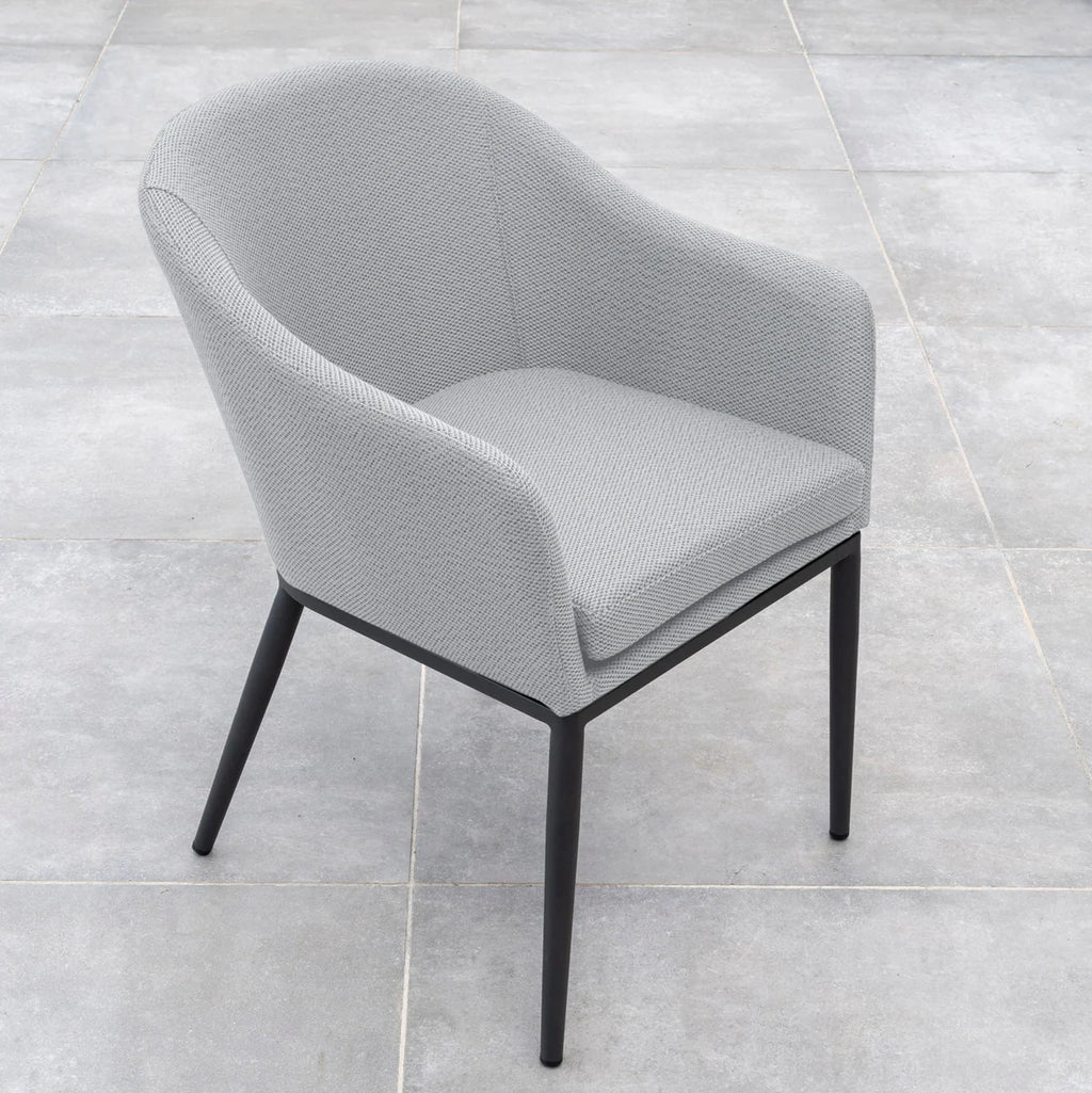 Luna 8 Seat Outdoor Fabric Oval Dining Set with Albatross Extending Table in Oyster Grey