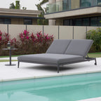 Luna Fabric Double Sun Lounger In Grey All Weather Aluminium Frame With Rust Resistant Powder Coat