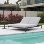 Luna Double Sun Lounger With Oyster Grey Outdoor Fabric And Powder Coated Aluminium Frame