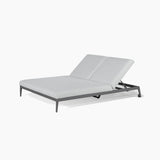 Luna Double Sun Lounger With Oyster Grey Outdoor Fabric And Powder Coated Aluminium Frame