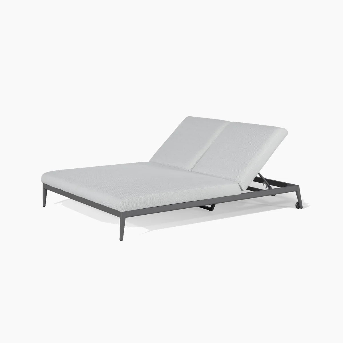 Luna Double Sun Lounger With Oyster Grey Outdoor Fabric And Powder Coated Aluminium Frame