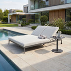 Luna Double Sun Lounger With Oyster Grey Outdoor Fabric And Powder Coated Aluminium Frame