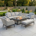 Luna 3 Seat Outdoor Fabric Sofa Set with Rising Firepit Table in Oyster Grey