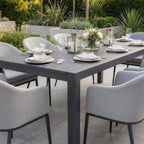 Luna 8 Seat Outdoor Fabric Extending Ceramic Dining Set in Oyster Grey