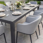 Luna 8 Seat Outdoor Fabric Extending Ceramic Dining Set in Oyster Grey
