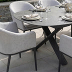Luna 8 Seat Outdoor Fabric Oval Dining Set with Albatross Extending Table in Oyster Grey