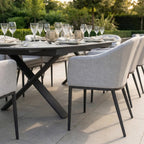 Luna 8 Seat Outdoor Fabric Oval Dining Set with Albatross Extending Table in Oyster Grey