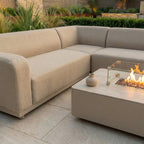 Luna Outdoor Fabric Corner Sofa Set with Firepit Coffee Table in Fawn