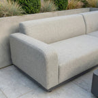 Luna Outdoor Fabric Corner Sofa Set with Firepit Coffee Table in Oyster Grey