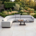 Luna Outdoor Fabric Large Curved Corner Sofa Set with Altura Rising Table in Oyster Grey
