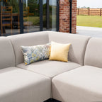 Luna U-Shape Outdoor Fabric Sofa Set with Firepit Coffee Table in Fawn