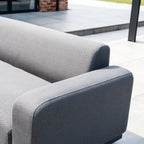 Luna Outdoor Fabric Large Corner Group Set with Firepit Coffee Table in Grey