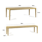 Marlow 8 Seat Dining Set with Wooden Benches in Light Oak