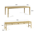 Marlow 8 Seat Dining Set with Woven Benches in Light Oak