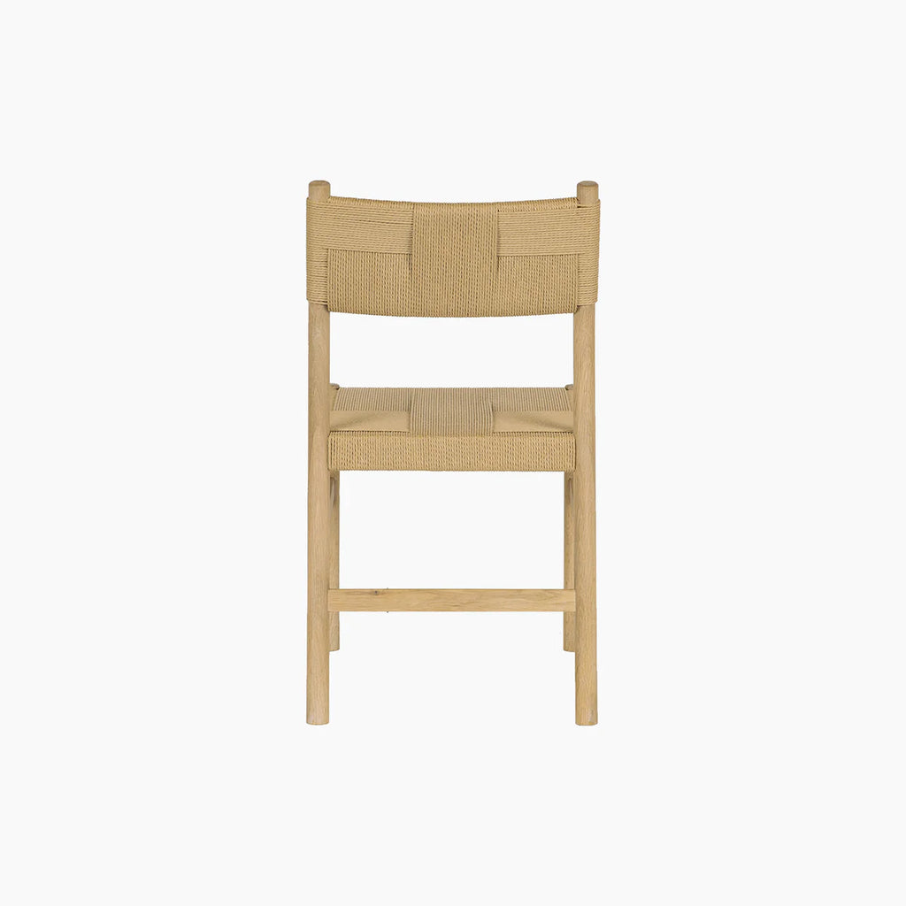 Marlow 8 Seat Dining Set with Woven Bench in Light Oak