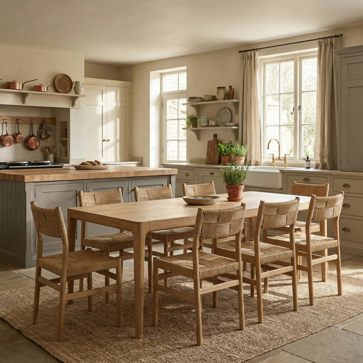 Marlow 8 Seat Dining Set in Light Oak