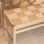 Marlow 8 Seat Dining Set with Woven Bench in Light Oak