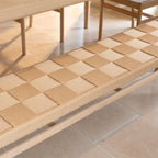 Marlow 8 Seat Dining Set with Woven Bench in Light Oak