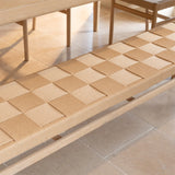 Marlow 8 Seat Dining Set with Woven Bench in Light Oak