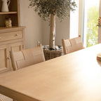 Marlow 8 Seat Dining Set with Woven Bench in Light Oak