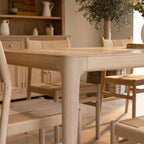 Marlow 8 Seat Dining Set with Woven Bench in Light Oak
