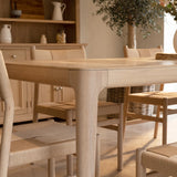 Marlow 8 Seat Dining Set with Woven Bench in Light Oak