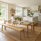 Marlow 8 Seat Dining Set with Wooden Benches in Light Oak
